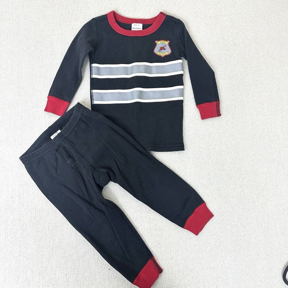 Hanna Andersson Fireman 2T Pajama Shirt & Pants Outfit Toddler Boy